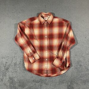 Levis Plaid Flannel Button Down Shirt Womens Xtra Small Red Henri #1871